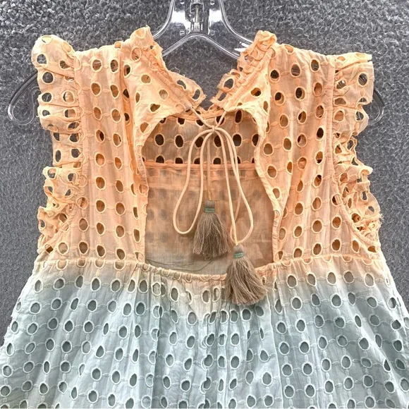 Anthropologie Ollari Ombre Lined Eyelet Pastel Sleeveless Cotton Top Blouse XS - Picture 9 of 12